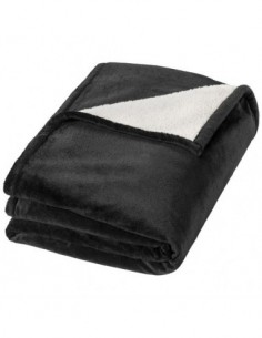 Coperta plaid in tessuto velour morbido e tessuto sherpa Hamptons - Nero