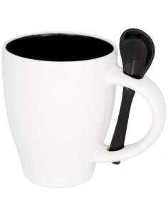 Tazza in ceramica con cucchiaio Nadu - Nero