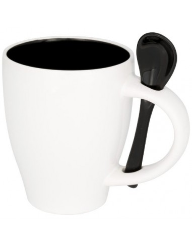 Tazza in ceramica con cucchiaio Nadu - Nero