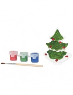 Set con albero di Natale da dipingere - Solido Bianco