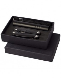 Set regalo coltello multifunzione e torcia - Nero