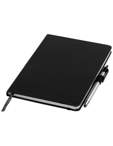 Notebook A5 Crown e penna a sfera con pennino - Nero
