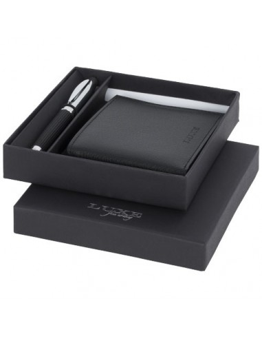 Penna a sfera con set regalo portafoglio (106704) - Nero