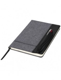 Block-Notes A5 tessuto melange e similpelle PU - Nero