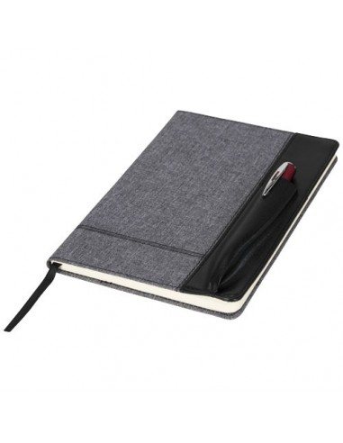 Block-Notes A5 tessuto melange e similpelle PU - Nero