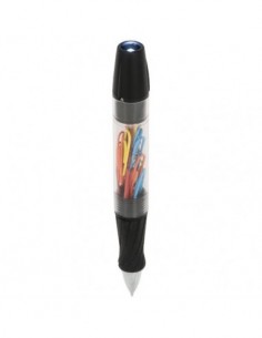 Penna a sfera King con LED e clip - Nero