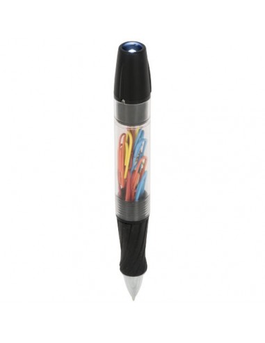 Penna a sfera King con LED e clip - Nero