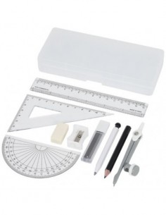 Set geometria per la scuola 9 pezzi Julia - Trasparente