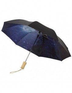 Ombrello automatico a 2 sezioni da 21" con motivo cielo notturno - Nero