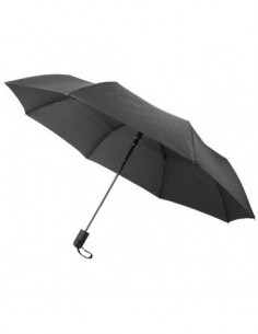 Ombrello pieghevole automatico con fascetta melange 21" Gisele - Nero