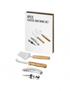 Set regalo vino e formaggio 4 pezzi Nantes - Legno