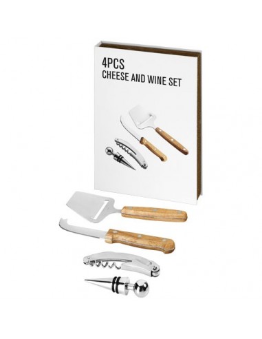 Set regalo vino e formaggio 4 pezzi Nantes - Legno