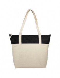 Shopper con zip in Juta e cotone - Naturale