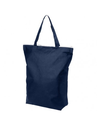 Shopper in tessuto non tessuto con manico corto e cerniera - Navy