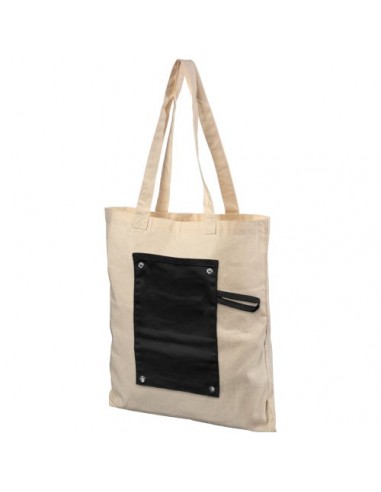 Shopper pieghevole in cotone 180 g/m² Snap - Nero