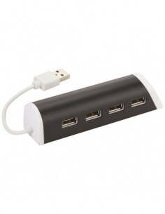 Hub USB 4 porte e supporto portacellulare in alluminio - Nero