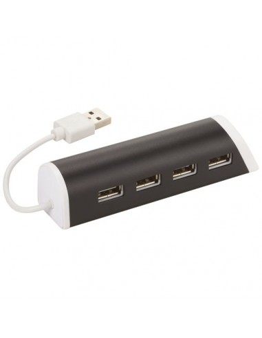 Hub USB 4 porte e supporto portacellulare in alluminio - Nero