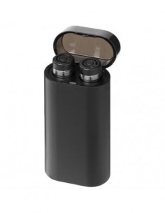 Auricolari TrueWireless con caricabatterie portatile luminoso Glow - Nero