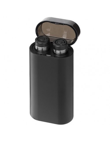 Auricolari TrueWireless con caricabatterie portatile luminoso Glow - Nero