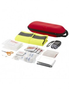 Kit primo soccorso 46 pezzi e gilet di sicurezza professionale - Rosso