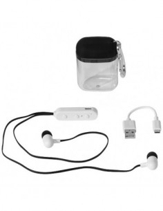 Auricolari Bluetooth® Budget con custodia dotata di moschettone - Nero