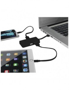 Hub USB Grid con doppio cavo - Nero