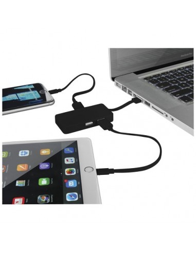Hub USB Grid con doppio cavo - Nero