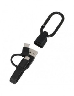 Cavo di ricarica 3 in 1 con moschettone Fold - Nero