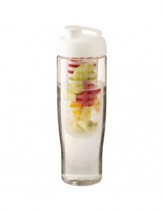 Borraccia sportiva H2O Tempo® da 700 ml con coperchio a scatto e infusore - Trasparente