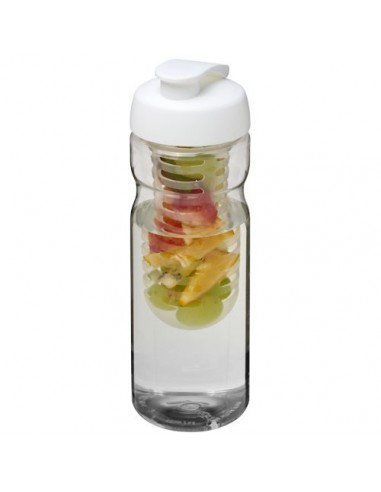 Borraccia sportiva H2O Base® Base da 650 ml con coperchio a scatto e infusore - Trasparente