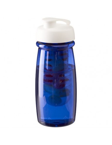 Borraccia sportiva H2O Pulse® da 600 ml con coperchio a scatto e infusore - Blu Trasparente