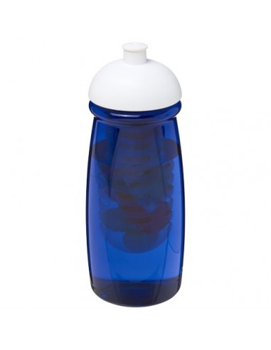 Borraccia sportiva H2O Pulse® da 600 ml con coperchio a cupola e infusore - Blu Trasparente