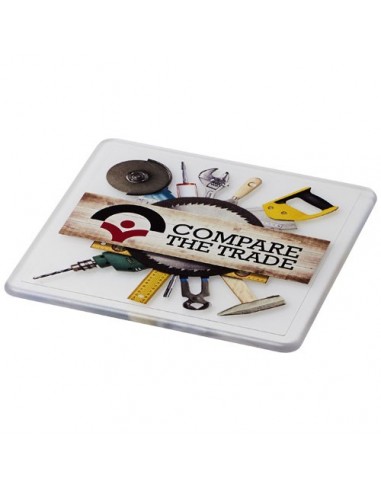 Sottobicchiere Renzo in plastica di forma quadrata - Trasparente