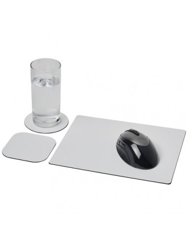 Set Brite-Mat® tappetino per mouse e sottobicchiere - Nero