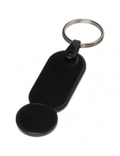 Portachiavi Keep-It in plastica con estremità euro - Nero