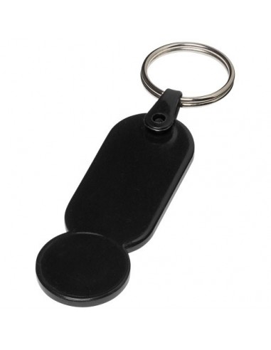Portachiavi Keep-It in plastica con estremità euro - Nero