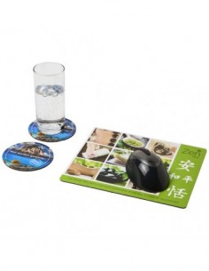Set Q-Mat® 2 con tappetino per mouse e sottobicchieri - Nero