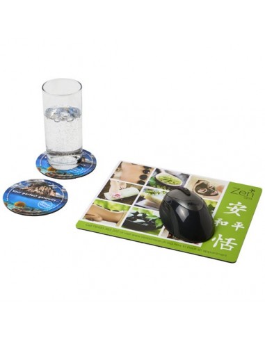 Set Q-Mat® 2 con tappetino per mouse e sottobicchieri - Nero