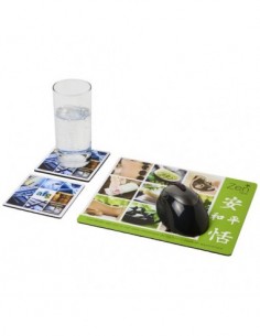 Set Q-Mat® 3 con tappetino per mouse e sottobicchieri - Nero