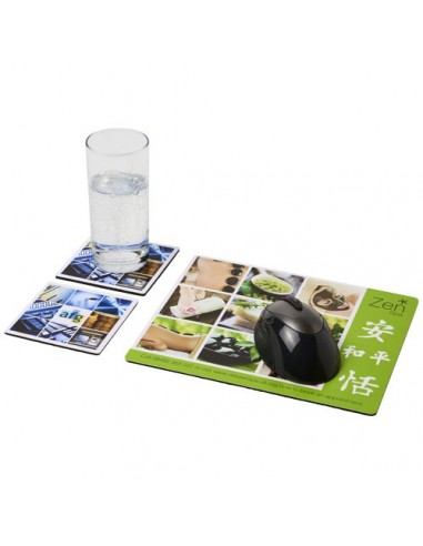 Set Q-Mat® 3 con tappetino per mouse e sottobicchieri - Nero