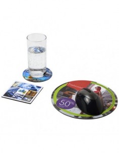 Set Q-Mat® 4 con tappetino per mouse e sottobicchieri - Nero