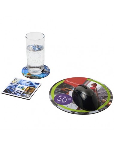 Set Q-Mat® 4 con tappetino per mouse e sottobicchieri - Nero
