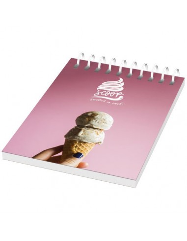 Notebook A7 spiralato Desk-Mate® con copertina in PP - Solido Bianco